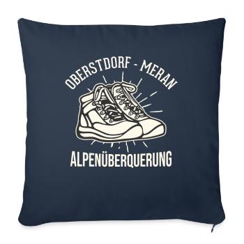 Traversée des Alpes Sentier de randonnée longue distance Oberstdorf Merano E5 - Housse de coussin décorative 45 x 45 cm - bleu marine - Devant