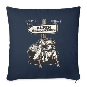 Traversée des Alpes Sentier de randonnée longue distance Oberstdorf Merano E5 - Housse de coussin décorative 45 x 45 cm - bleu marine - Devant