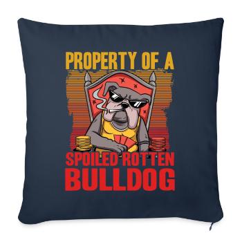 Propriété d’un bouledogue pourri gâté - Housse de coussin décorative 45 x 45 cm - bleu marine - Devant