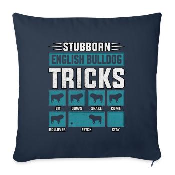 Astuces de bouledogue anglais têtus - Housse de coussin décorative 45 x 45 cm - bleu marine - Devant