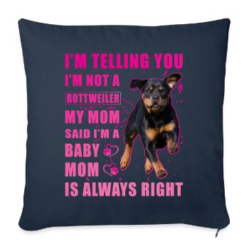 Dicton Rottweiler - Housse de coussin décorative 45 x 45 cm - bleu marine - Devant