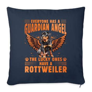 Ange gardien Rottweiler - Housse de coussin décorative 45 x 45 cm - bleu marine - Devant