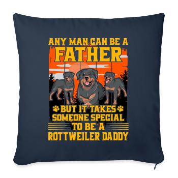 Rottweiler Papa - Housse de coussin décorative 45 x 45 cm - bleu marine - Devant