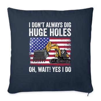 Retro Excavator Slogan Excavator Driver Construction Site - Housse de coussin décorative 45 x 45 cm - bleu marine - Devant
