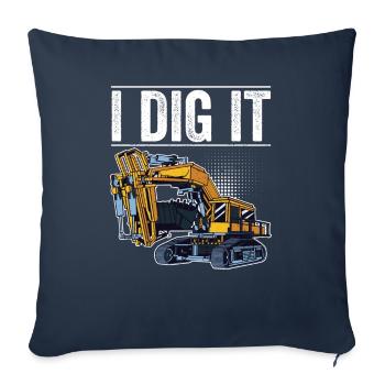 Retro Excavator Slogan Excavator Driver Construction Site - Sofa pillowcase 17,3'' x 17,3'' (45 x 45 cm) - navy - Front