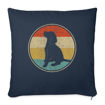 Beagle Dog Rétro - Housse de coussin décorative 45 x 45 cm - bleu marine - Devant