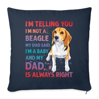 Beagle drôle de dicton - Housse de coussin décorative 45 x 45 cm - bleu marine - Devant