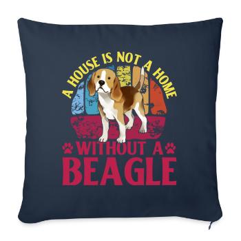Une maison n’est pas une maison sans Beagle - Housse de coussin décorative 45 x 45 cm - bleu marine - Devant