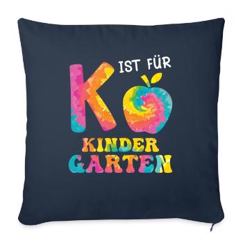 K est pour les enfants de maternelle - Housse de coussin décorative 45 x 45 cm - bleu marine - Devant