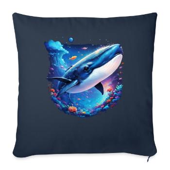Baleine bleue - Housse de coussin décorative 45 x 45 cm - bleu marine - Devant