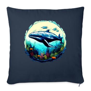 Baleine bleue - Housse de coussin décorative 45 x 45 cm - bleu marine - Devant