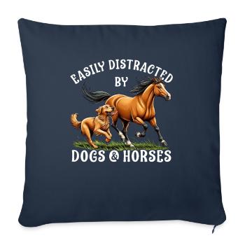 Facilement distrait par les chevaux et les chiens, les femmes, - Housse de coussin décorative 45 x 45 cm - bleu marine - Devant