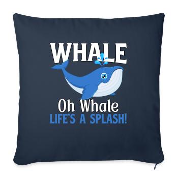 Whale oh Whale life's a splash - Sofa pillowcase 17,3'' x 17,3'' (45 x 45 cm) - navy - Front