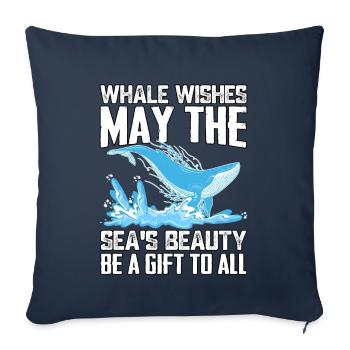 Whale wishes may the sea's beauty be a gift to all - Sofa pillowcase 17,3'' x 17,3'' (45 x 45 cm) - navy - Front
