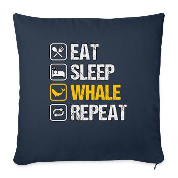 Mangez dormir Baleine Répéter - Housse de coussin décorative 45 x 45 cm - bleu marine - Devant