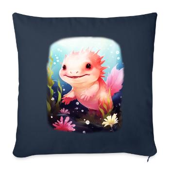 axolotl - Housse de coussin décorative 45 x 45 cm - bleu marine - Devant