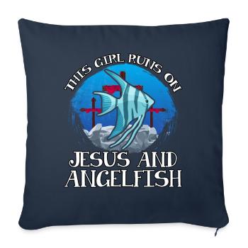 This Girl runs on Jesus and Angelfish - Sofa pillowcase 17,3'' x 17,3'' (45 x 45 cm) - navy - Front