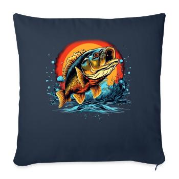 Poisson bar - Housse de coussin décorative 45 x 45 cm - bleu marine - Devant