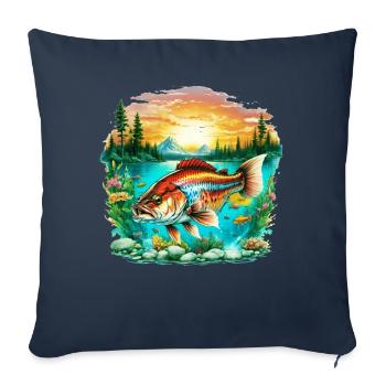 Poisson bar - Housse de coussin décorative 45 x 45 cm - bleu marine - Devant