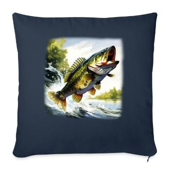 Poisson bar - Housse de coussin décorative 45 x 45 cm - bleu marine - Devant