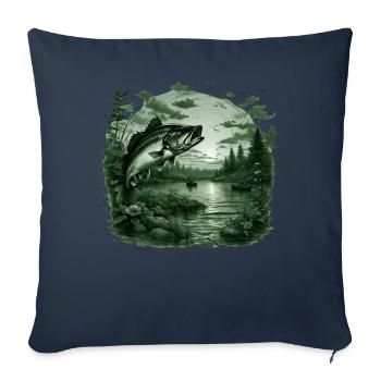 Poisson bar - Housse de coussin décorative 45 x 45 cm - bleu marine - Devant
