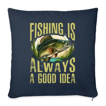 La pêche est toujours une bonne idée - Housse de coussin décorative 45 x 45 cm - bleu marine - Devant