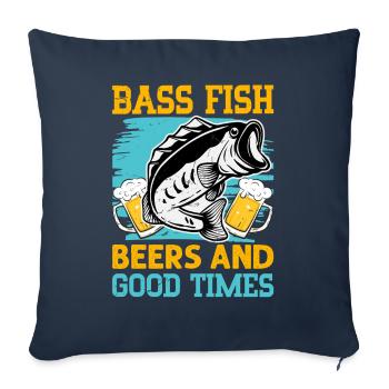 Bières de poisson bar et bons moments - Housse de coussin décorative 45 x 45 cm - bleu marine - Devant