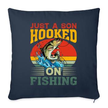 Juste un fils accro à la pêche - Housse de coussin décorative 45 x 45 cm - bleu marine - Devant