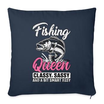 Reine de la pêche cassy impertinente et un peu impertinente - Housse de coussin décorative 45 x 45 cm - bleu marine - Devant