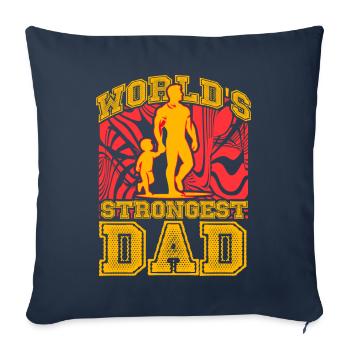 Le père le plus fort du monde - Housse de coussin décorative 45 x 45 cm - bleu marine - Devant