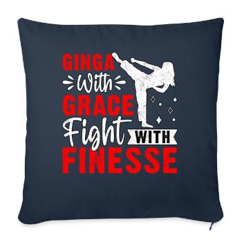 Ginga avec grâce combat avec finesse - Housse de coussin décorative 45 x 45 cm - bleu marine - Devant