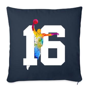 NUMÉRO 16 : 16E ANNIVERSAIRE DE BASKET-BALL - Housse de coussin décorative 45 x 45 cm - bleu marine - Devant