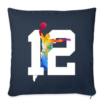 NUMBER 12 BASKETBALL 12TH BIRTHDAY - Sofa pillowcase 17,3'' x 17,3'' (45 x 45 cm) - navy - Front