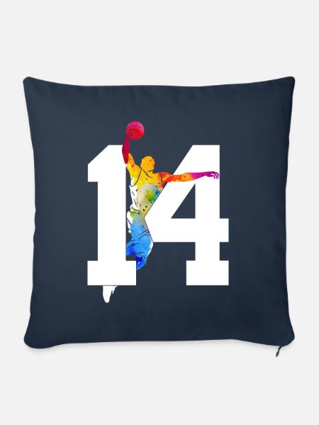 NUMMER 14 BASKETBALL 14. GEBURTSTAG - Sofakissenbezug 45 x 45 cm - Navy