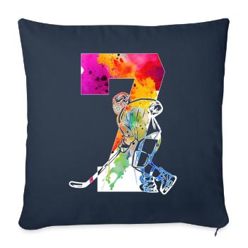 NUMMER 7 EISHOCKEY 7. GEBURTSTAG - Sofakissenbezug 45 x 45 cm - Navy - Vorne