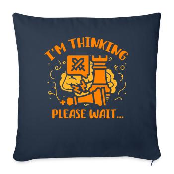 Je me dis, s’il vous plaît, attendez Échecs - Housse de coussin décorative 45 x 45 cm - bleu marine - Devant