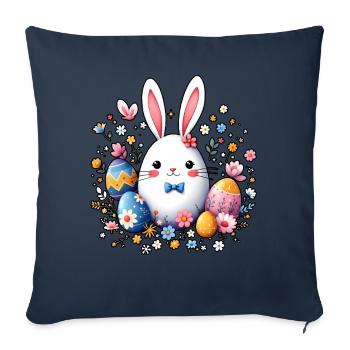 Lapin de Pâques - Housse de coussin décorative 45 x 45 cm - bleu marine - Devant