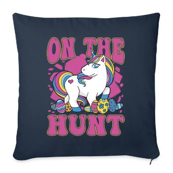 À la chasse Licorne Pâques - Housse de coussin décorative 45 x 45 cm - bleu marine - Devant