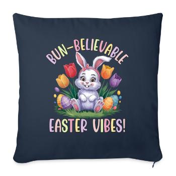 Ambiance de Pâques crédible - Housse de coussin décorative 45 x 45 cm - bleu marine - Devant