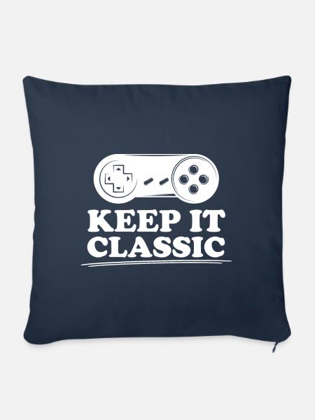 Retro Zocker Sprüche Gaming Geschenk - Sofakissenbezug 45 x 45 cm - Navy