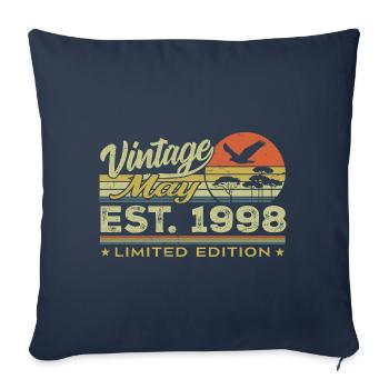 Anniversaire Mai 1998, nés en mai 1998 - May 1998 - Housse de coussin décorative 45 x 45 cm - bleu marine - Devant