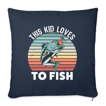 Fishing Gift for Children Kids Fish Fan - Sofa pillowcase 17,3'' x 17,3'' (45 x 45 cm) - navy - Front