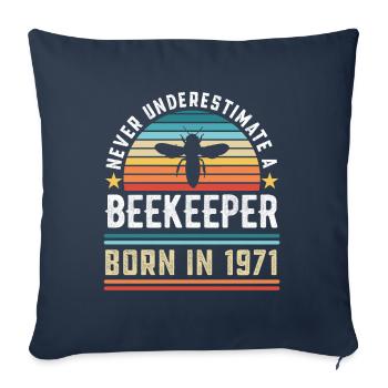 Apiculteur né en 1971 50e anniversaire Don apiculture - Housse de coussin décorative 45 x 45 cm - bleu marine - Devant