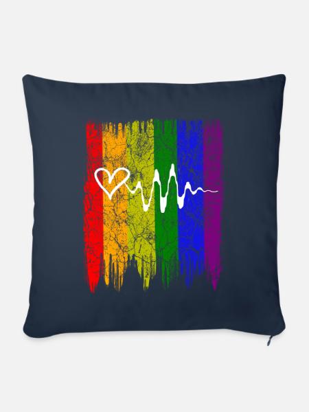 Regenbogen Herz - Sofakissenbezug 45 x 45 cm - Navy