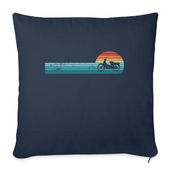 Vintage Moped Retro Sunset Cadeau - Housse de coussin décorative 45 x 45 cm - bleu marine - Devant