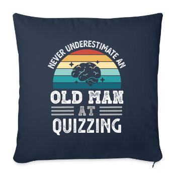 Old Man at Quizzing Fathers Day Drôle cadeau - Housse de coussin décorative 45 x 45 cm - bleu marine - Devant