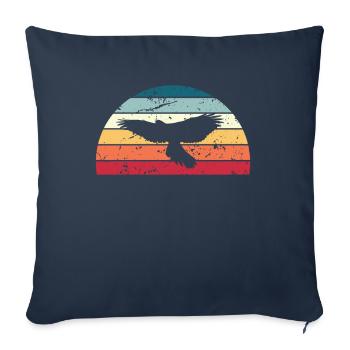 Rétro Fauconnerie Coucher de soleil Oiseau vintage Lever de soleil - Housse de coussin décorative 45 x 45 cm - bleu marine - Devant