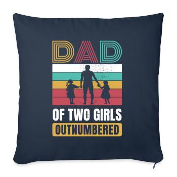 Retro Dad of Two Girls Outnumbered Fathers Day - Sofa pillowcase 17,3'' x 17,3'' (45 x 45 cm) - navy - Front