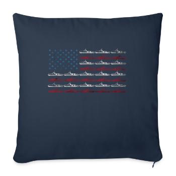 Sous-marin vintage Drapeau américain 4 juillet Marine - Housse de coussin décorative 45 x 45 cm - bleu marine - Devant