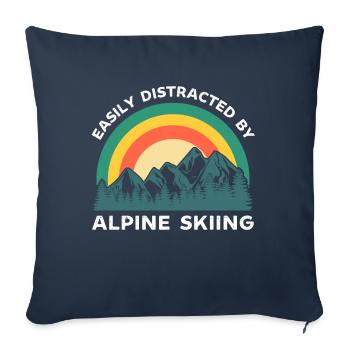 Facilement distrait par le ski alpin - Housse de coussin décorative 45 x 45 cm - bleu marine - Devant